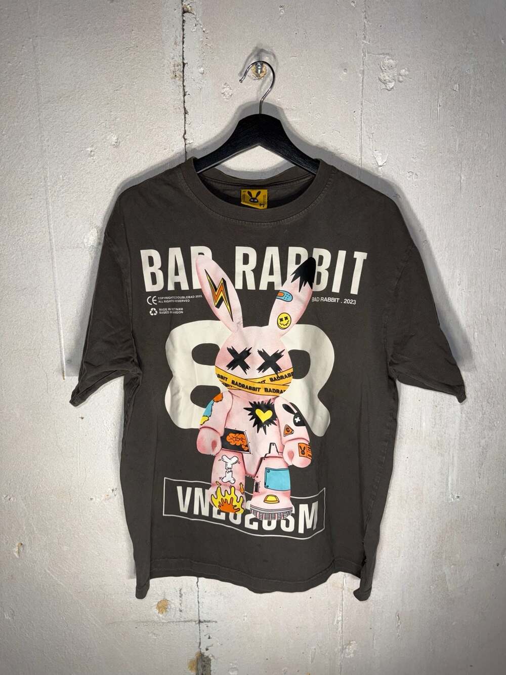 Bad Rabbit VN2023SM Streetwear Graphic T-Shirt washed black
